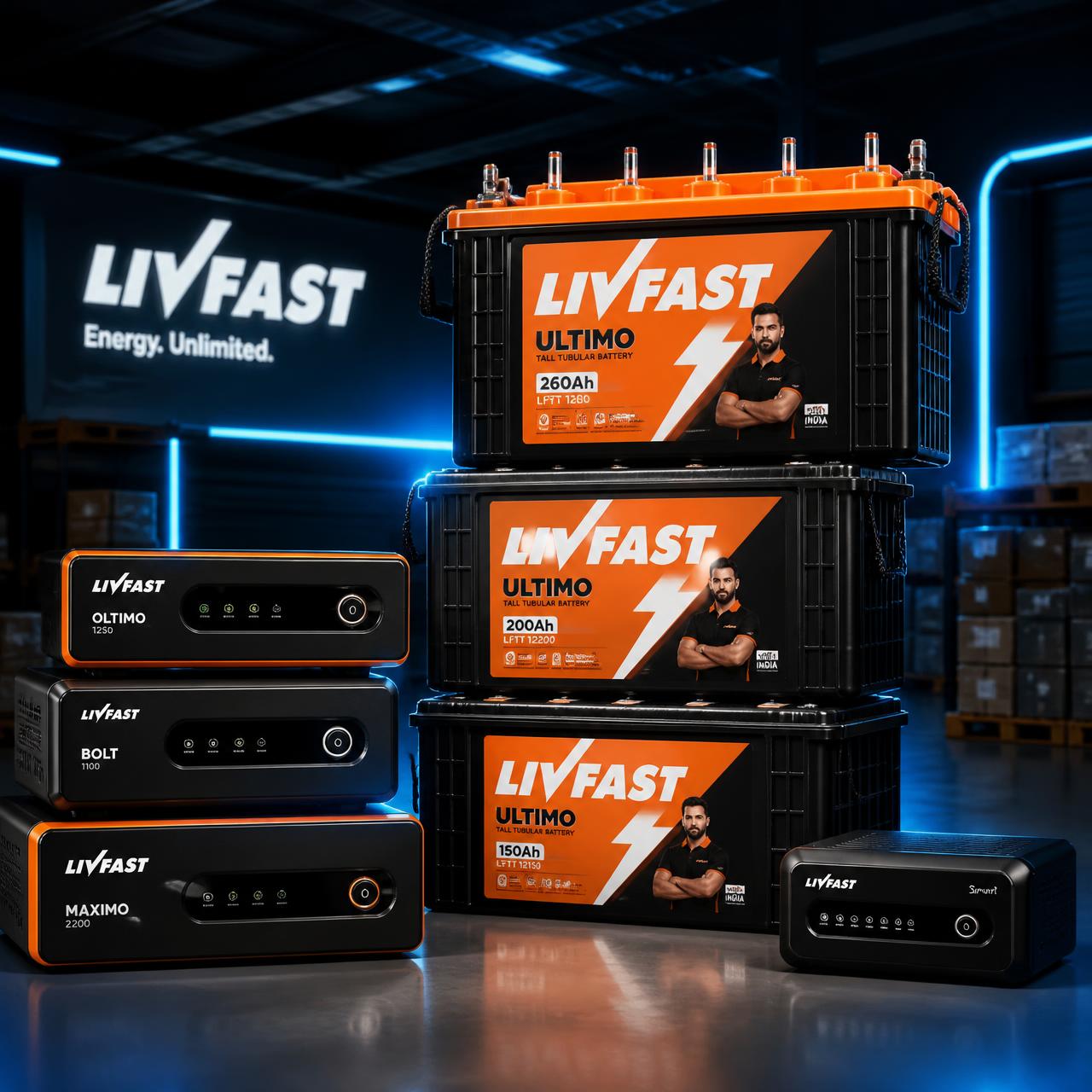 LIVFAST battery and inverter product showcase